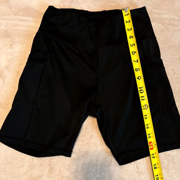 Ebb & Flow Black Athletic Biker Shorts w/ Side Pockets Size L - Picture 2 of 5